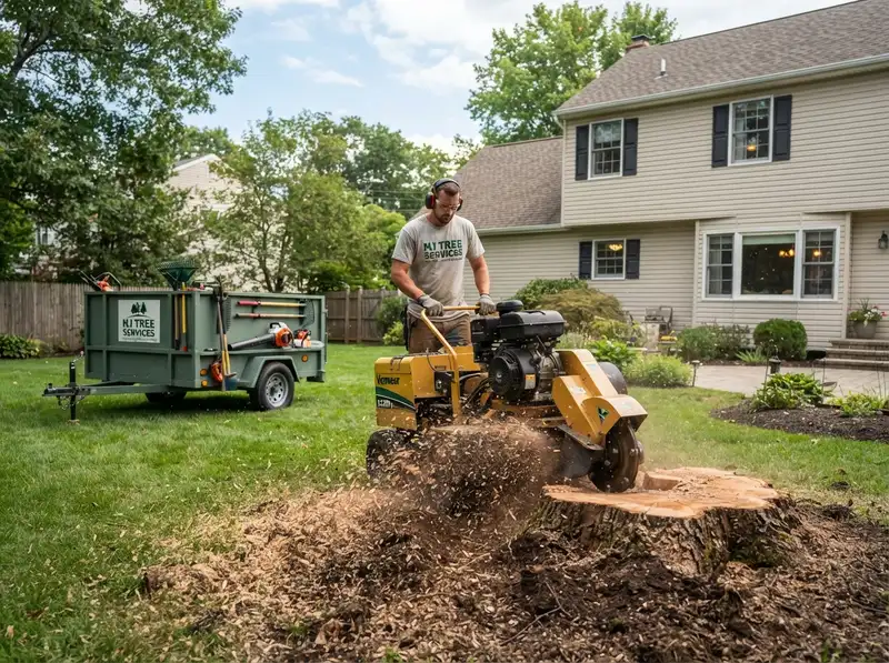 Professional stump grinding service in yard Professional stump grinding service in yard