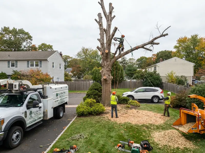 Professional tree removal service in yard Professional tree removal service in yard